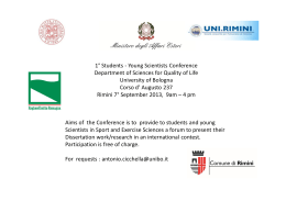 1° Students - Young Scientists Conference Department of Sciences