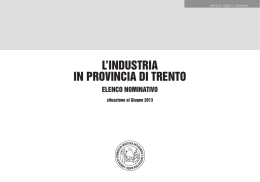 L`industria in provincia di Trento - Camera di Commercio Industria
