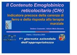 Il Contenuto Emoglobinico reticolocitario (CHr)