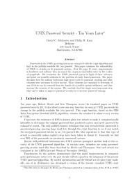 UNIX Password Security - Ten Years Later 1 Introduction