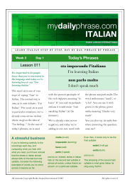 Lesson 011 Today`s Phrases sto imparando l`italiano I`m learning