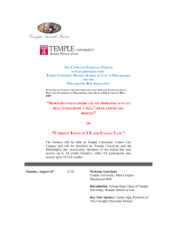 The lectures will be held at Temple University, Center City Campus