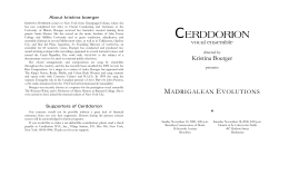 Madrigalean Evolutions - Cerddorion Vocal Ensemble