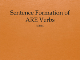 Sentence Formation of ARE Verbs - Elmwood Park Memorial High