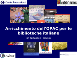 Arricchimento dell`OPAC per le biblioteche italiane
