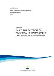 CULTURAL DIVERSITY IN HOSPITALITY MANAGEMENT – How to improve cultural diversity workforce