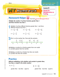 Homework Helper Lesson 8 Hands On: Multiplication as