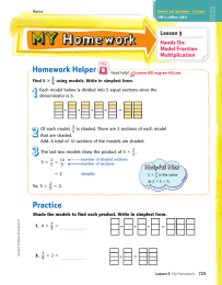 Homework Helper Lesson 3 Hands On: Model Fraction