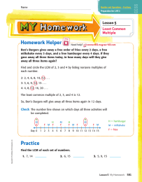 Homework Helper Lesson 5 Least Common Multiple