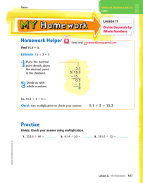 Homework Helper Lesson 11 Divide Decimals by Whole Numbers