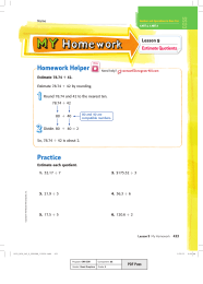 Homework Helper Lesson 9 Estimate Quotients
