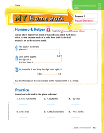 Homework Helper Lesson 1 Round Decimals