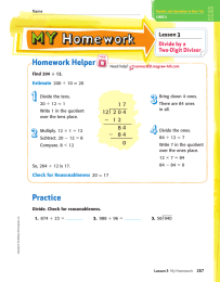 Homework Helper Lesson 3 Divide by a Two-Digit Divisor