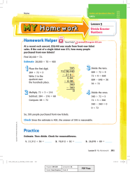 Homework Helper Lesson 5 Divide Greater Numbers