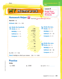 Homework Helper Lesson 8 Divide Three- and Four-Digit