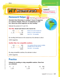 Homework Helper Lesson 8 Estimate Products