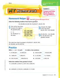 Homework Helper Lesson 2 Compare and Order Whole Numbers