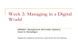 Week 2: Managing in a Digital World MIS5001: Management Information Systems