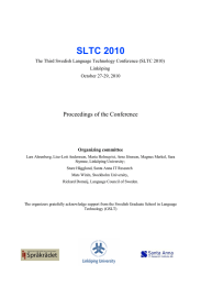 SLTC 2010 Proceedings of the Conference Linköping