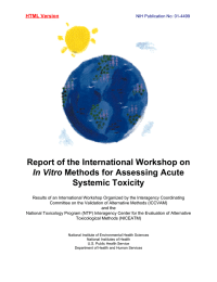 Report of the International Workshop on Methods for Assessing Acute Systemic Toxicity