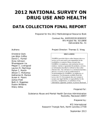 2012 NATIONAL SURVEY ON DRUG USE AND HEALTH DATA COLLECTION FINAL REPORT