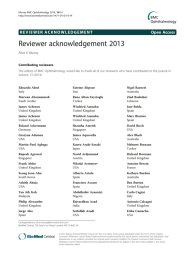 Reviewer acknowledgement 2013 Open Access Alice K Murray