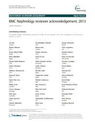 BMC Nephrology reviewer acknowledgement, 2013 Open Access Hayley Henderson