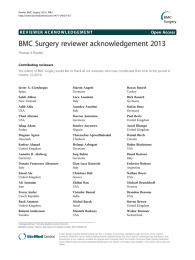 BMC Surgery reviewer acknowledgement 2013 Open Access Thomas A Rowles