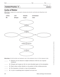 Cycles of Matter Content Practice  A LESSON 2 carbon cycle