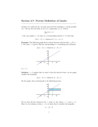 Section 2.7: Precise Definition of Limits