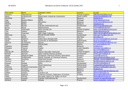 25/10/2010 Attendance List Zurich Conference  20-22 October 2010 1 First name