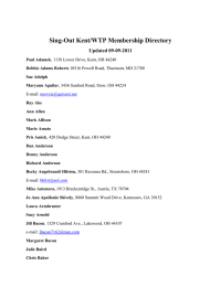 Sing-Out Kent/WTP Membership Directory Updated 09-09-2011