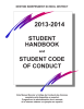 2013-2014 STUDENT HANDBOOK STUDENT CODE