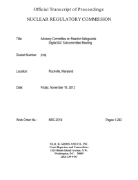 Official Trans cript of Proceedings NUCLEAR REGULATORY COMMISSION