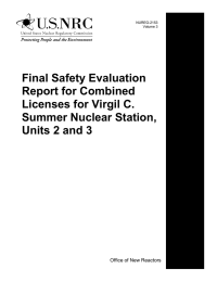 Final Safety Evaluation Report for Combined Licenses for Virgil C. Summer Nuclear Station,