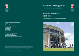 School of Management Student Handbook 2015-2016 Taught Postgraduate Programmes
