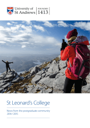 St Leonard’s College News from the postgraduate community 2014 / 2015