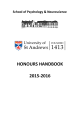 HONOURS HANDBOOK  2015-2016 School of Psychology &amp; Neuroscience