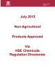 July 2015 Non-Agricultural Products Approved Via