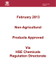 February 2013 Non-Agricultural Products Approved Via