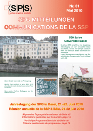 SPG MITTEILUNGEN COMMUNICATIONS DE LA SSP Nr. 31 Mai 2010