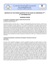ABSTRACTS OF THE PAPERS ACCEPTED TO THE CSEAR UK CONFERENCE... – 6