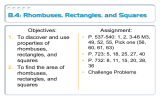 8.4: Rhombuses, Rectangles, and Squares Objectives: Assignment: To discover and use