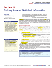 Section 14 Making Sense of Statistical Information Main Ideas