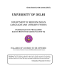 UNIVERSITY OF DELHI  DEPARTMENT OF MODERN INDIAN LANGUAGES AND LITERARY STUDIES