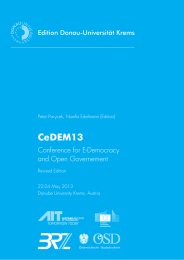 CeDEM13 Conference for E-Democracy and Open Governement Edition Donau-Universität Krems
