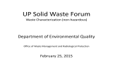 UP Solid Waste Forum  Department of Environmental Quality February 25, 2015
