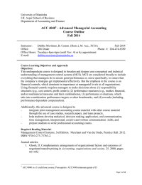 ACC 4040 - Advanced Managerial Accounting Course Outline Fall 2014