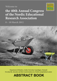 the 40th Annual Congress of the Nordic Educational Research Association Welcome to