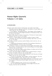 Human Rights Quarterly Volumes 1–35 Index VOLUMES 1–35 INDEX AUTHOR INDEX